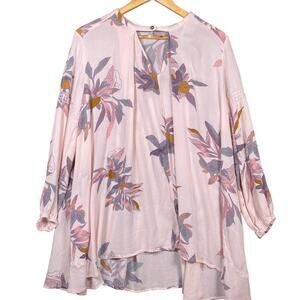 Free People Womens Dress Pearl Tree Swing Floral Tunic Cutout Oversized Short M